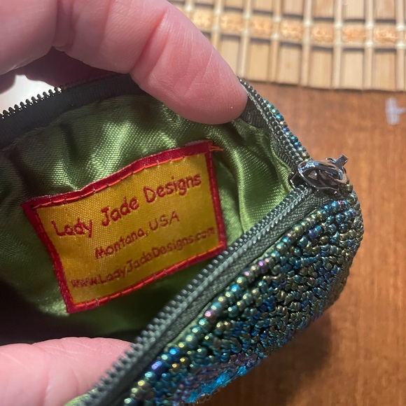 Lady Jade Designs beaded butterfly and flower coin purse. EUC. - Picture 8 of 8